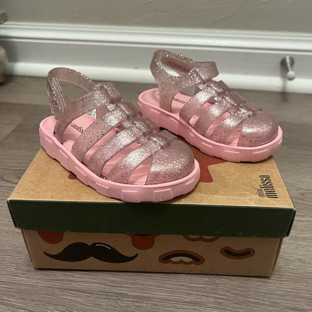 Mini Melissa Megan BB Sparkling Pink Toddler Sandals - Picture 2 of 7